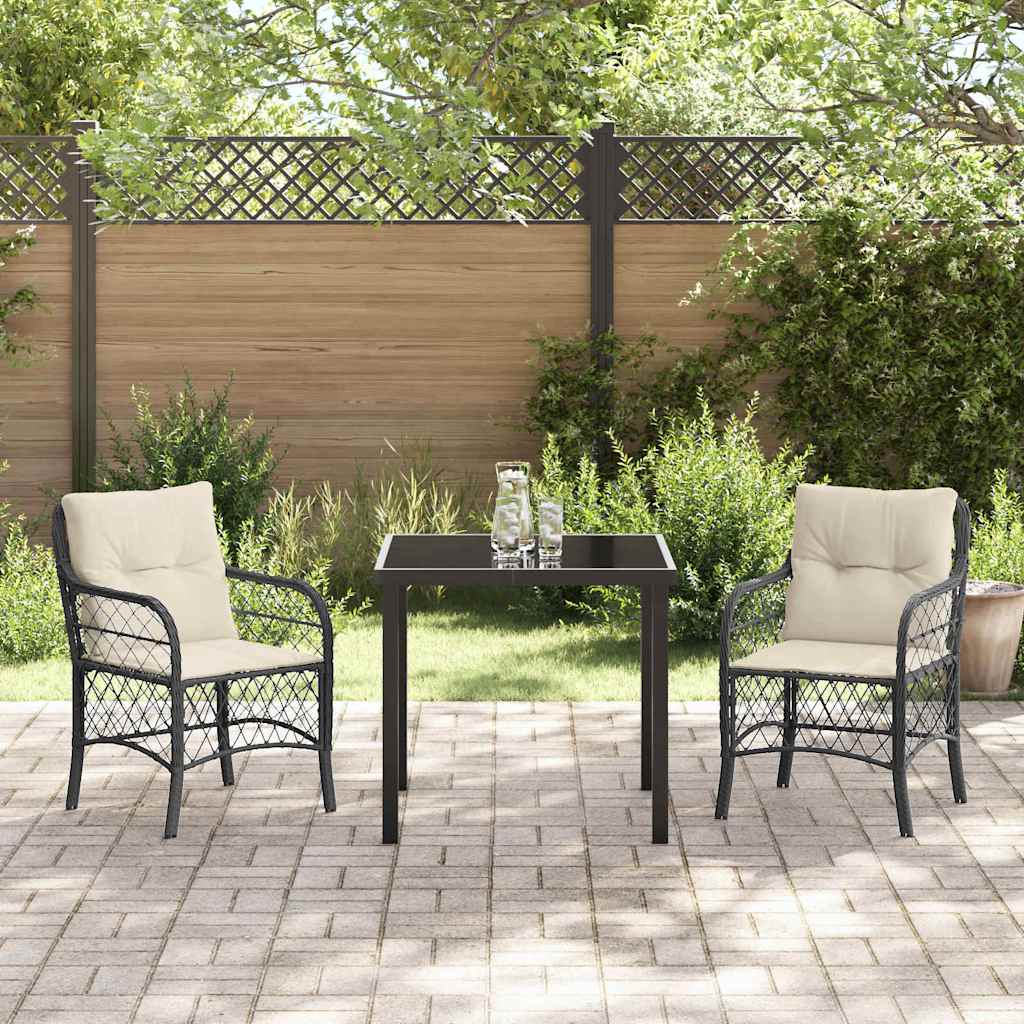 Ensemble de salle à manger pour jardin 3 pcs Noir polyrotin - XIOS
