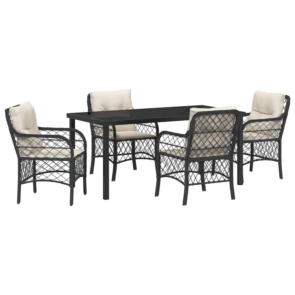 Ensemble de salle à manger pour jardin 5 pcs Noir polyrotin - XIOS