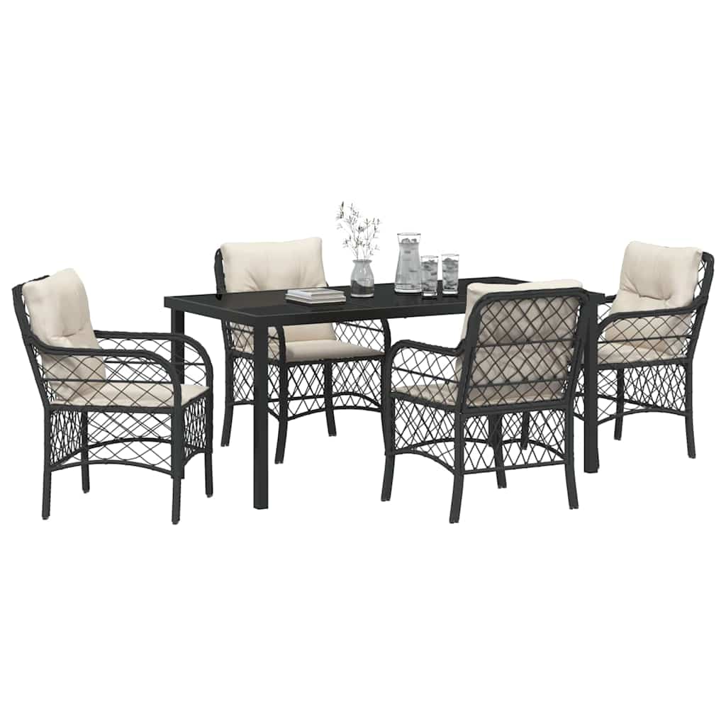 Ensemble de salle à manger pour jardin 5 pcs Noir polyrotin - XIOS