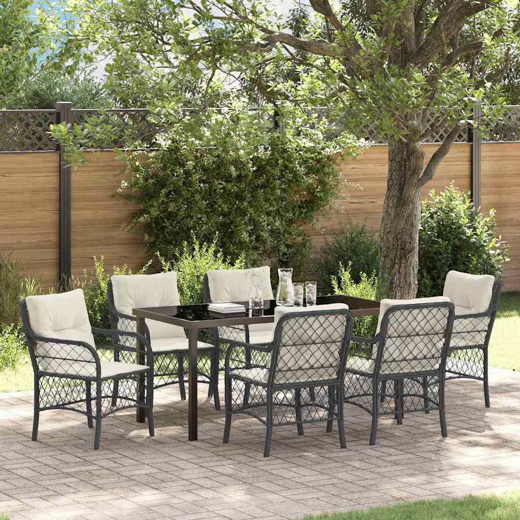 Ensemble de salle à manger pour jardin 7 pcs Noir polyrotin - XIOS