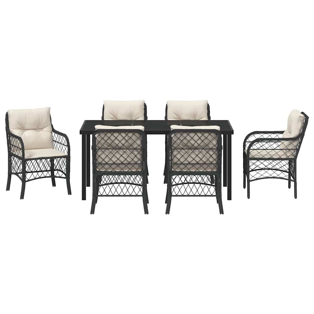 Ensemble de salle à manger pour jardin 7 pcs Noir polyrotin - XIOS