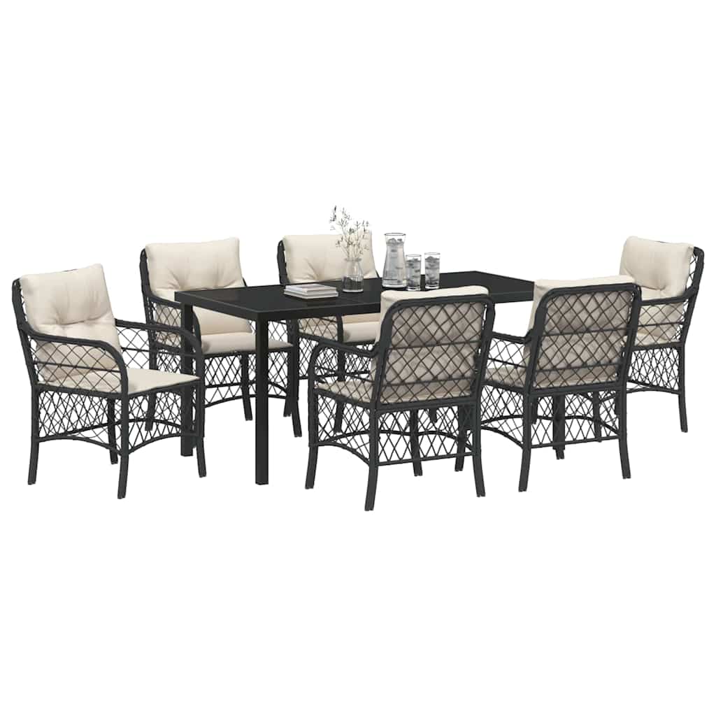 Ensemble de salle à manger pour jardin 7 pcs Noir polyrotin - XIOS
