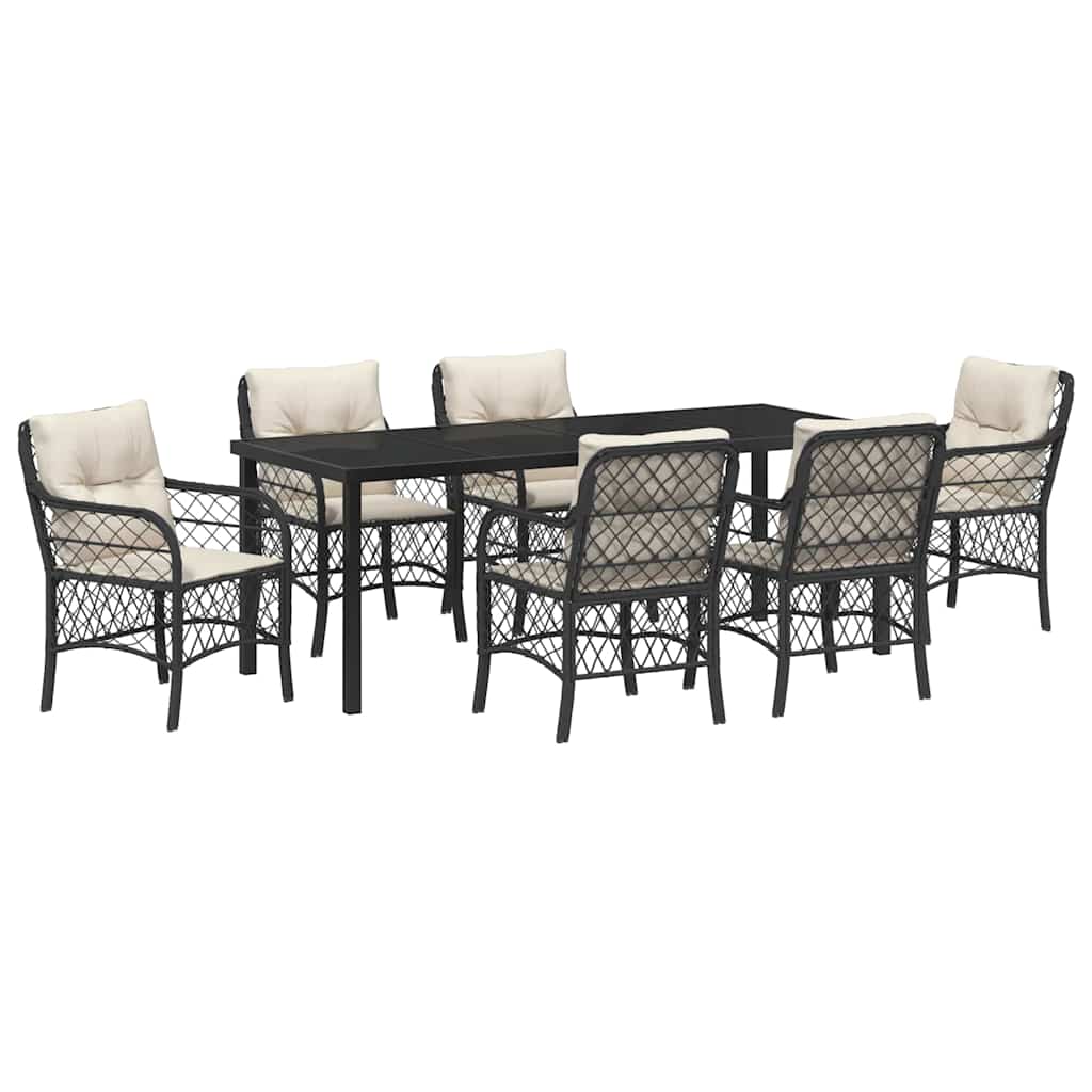 Ensemble de salle à manger pour jardin 7 pcs Noir polyrotin - XIOS