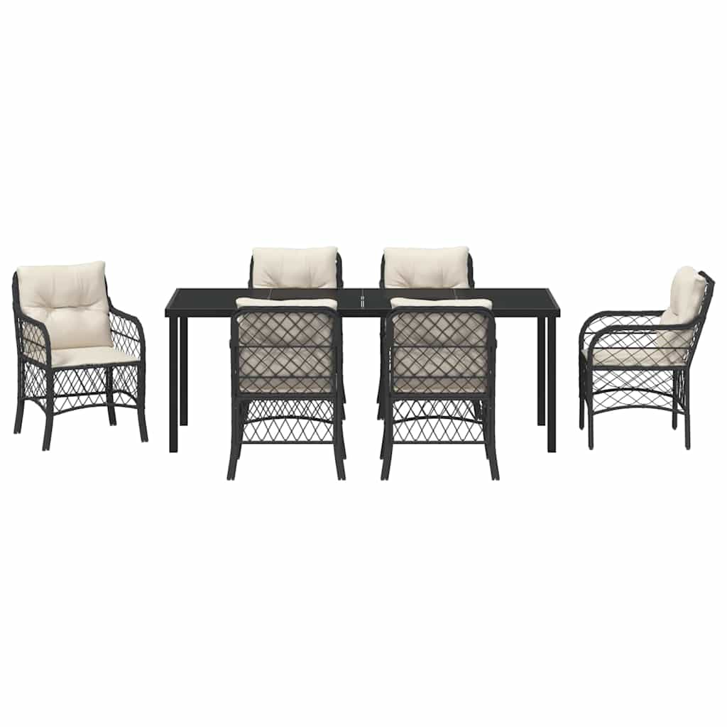 Ensemble de salle à manger pour jardin 7 pcs Noir polyrotin - XIOS