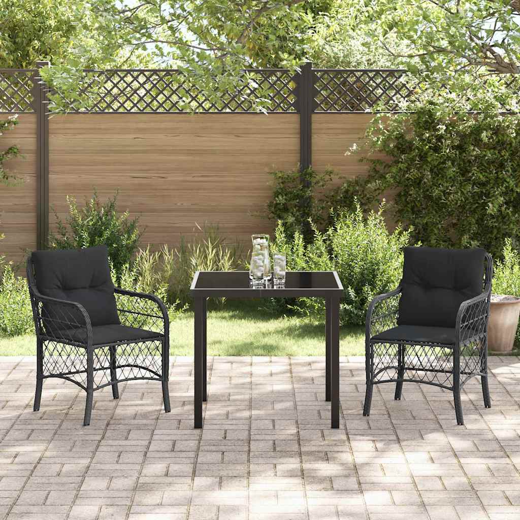 Ensemble de salle à manger pour jardin 3 pcs Noir polyrotin - XIOS