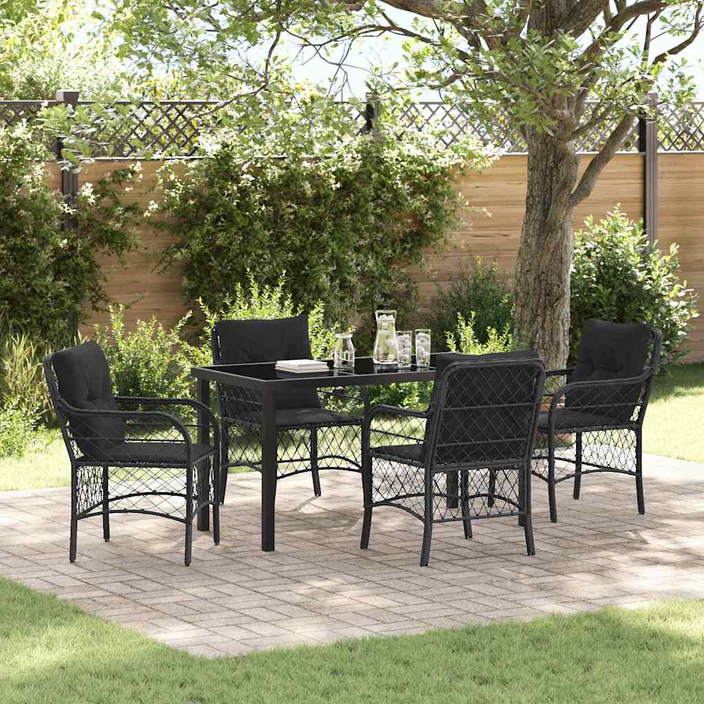 Ensemble de salle à manger pour jardin 5 pcs Noir polyrotin - XIOS