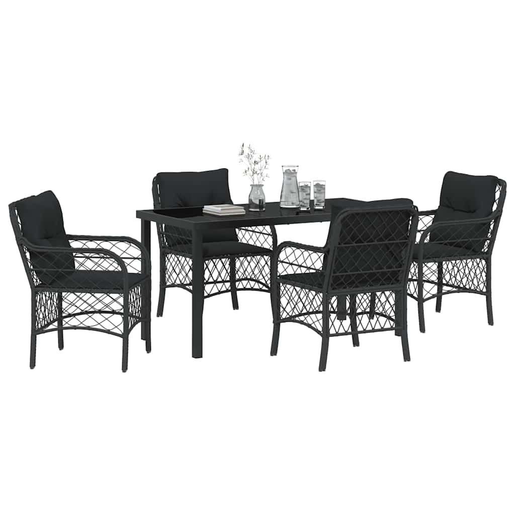 Ensemble de salle à manger pour jardin 5 pcs Noir polyrotin - XIOS