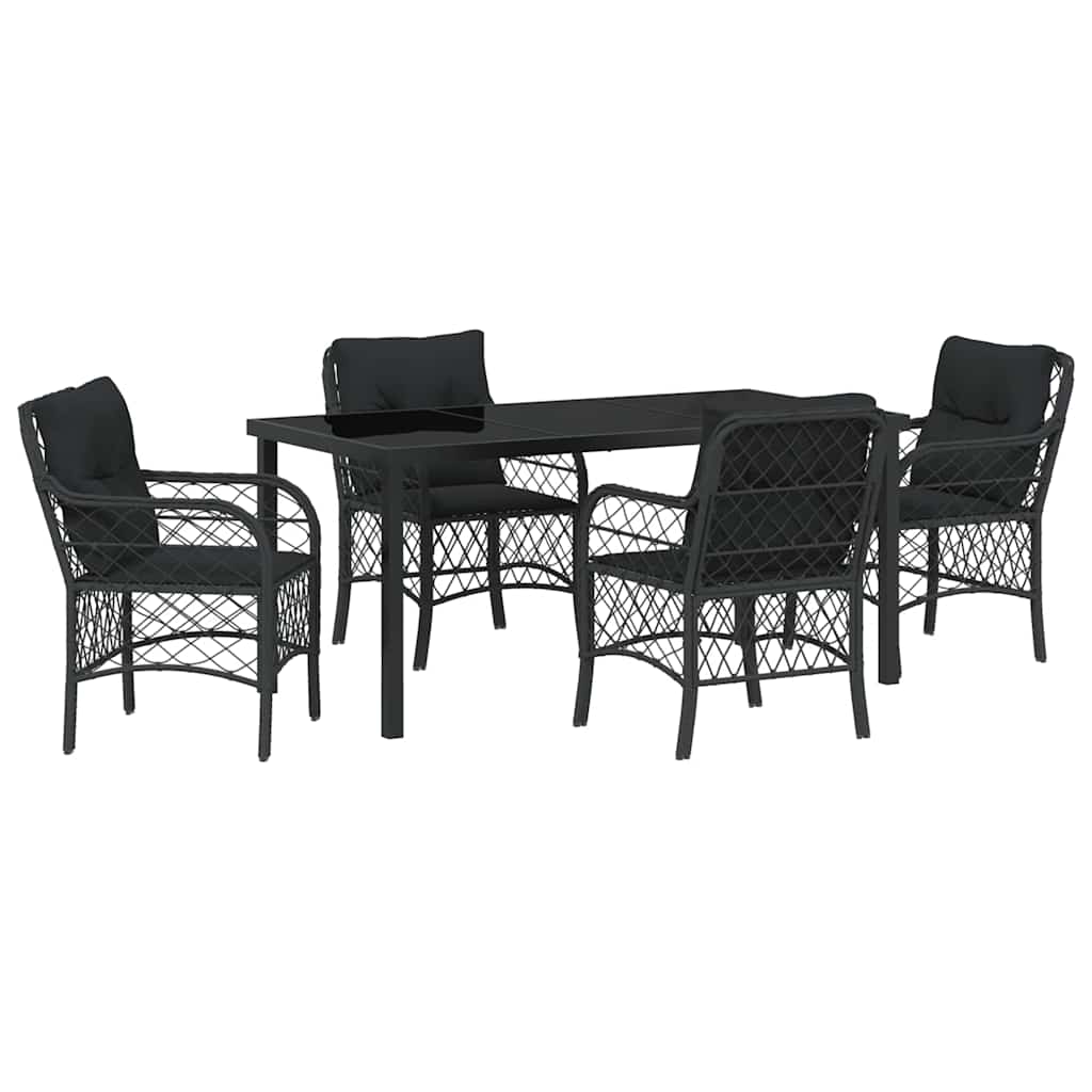 Ensemble de salle à manger pour jardin 5 pcs Noir polyrotin - XIOS