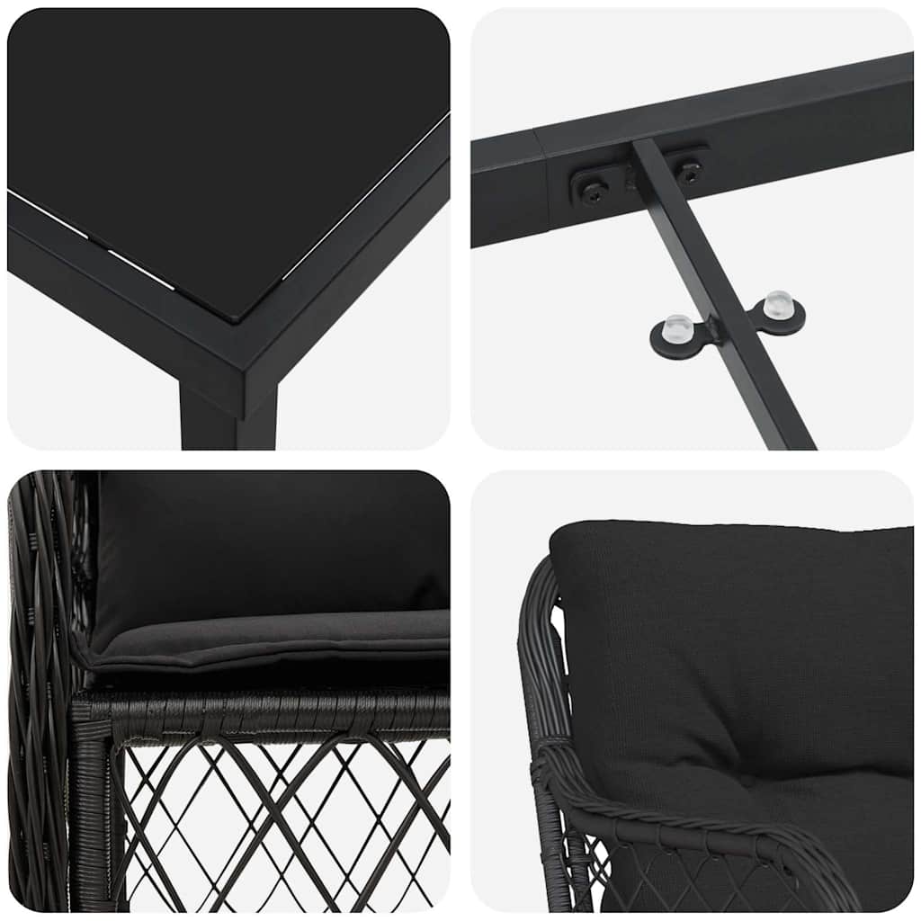 Ensemble de salle à manger pour jardin 7 pcs Noir polyrotin - XIOS