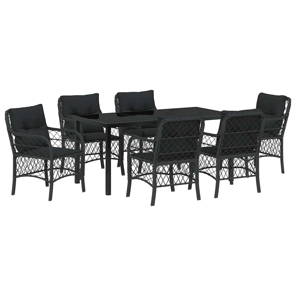 Ensemble de salle à manger pour jardin 7 pcs Noir polyrotin - XIOS