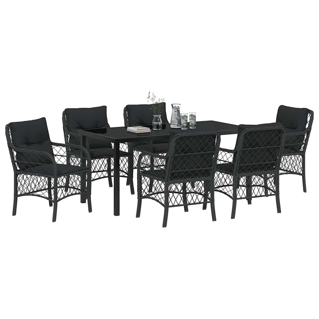 Ensemble de salle à manger pour jardin 7 pcs Noir polyrotin - XIOS