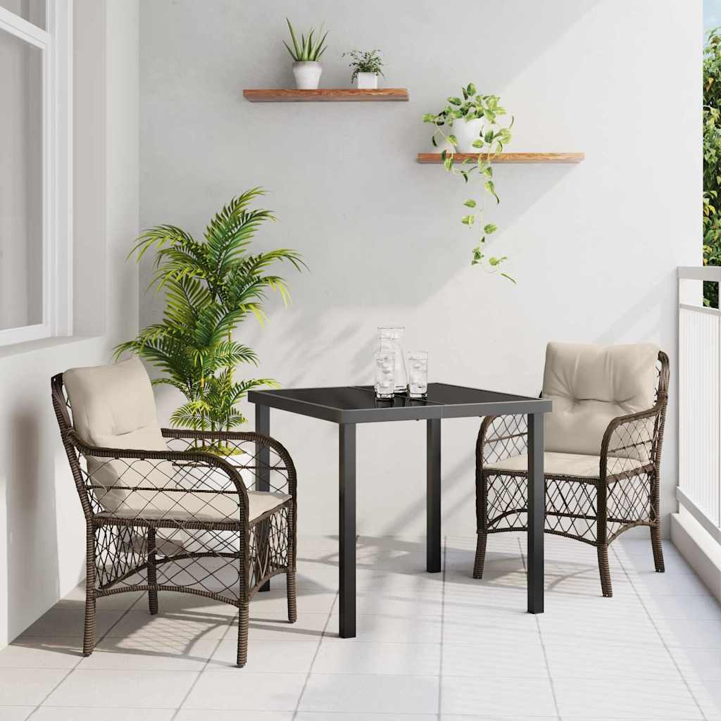 Ensemble de salle à manger pour jardin 3 pcs Marron polyrotin - XIOS