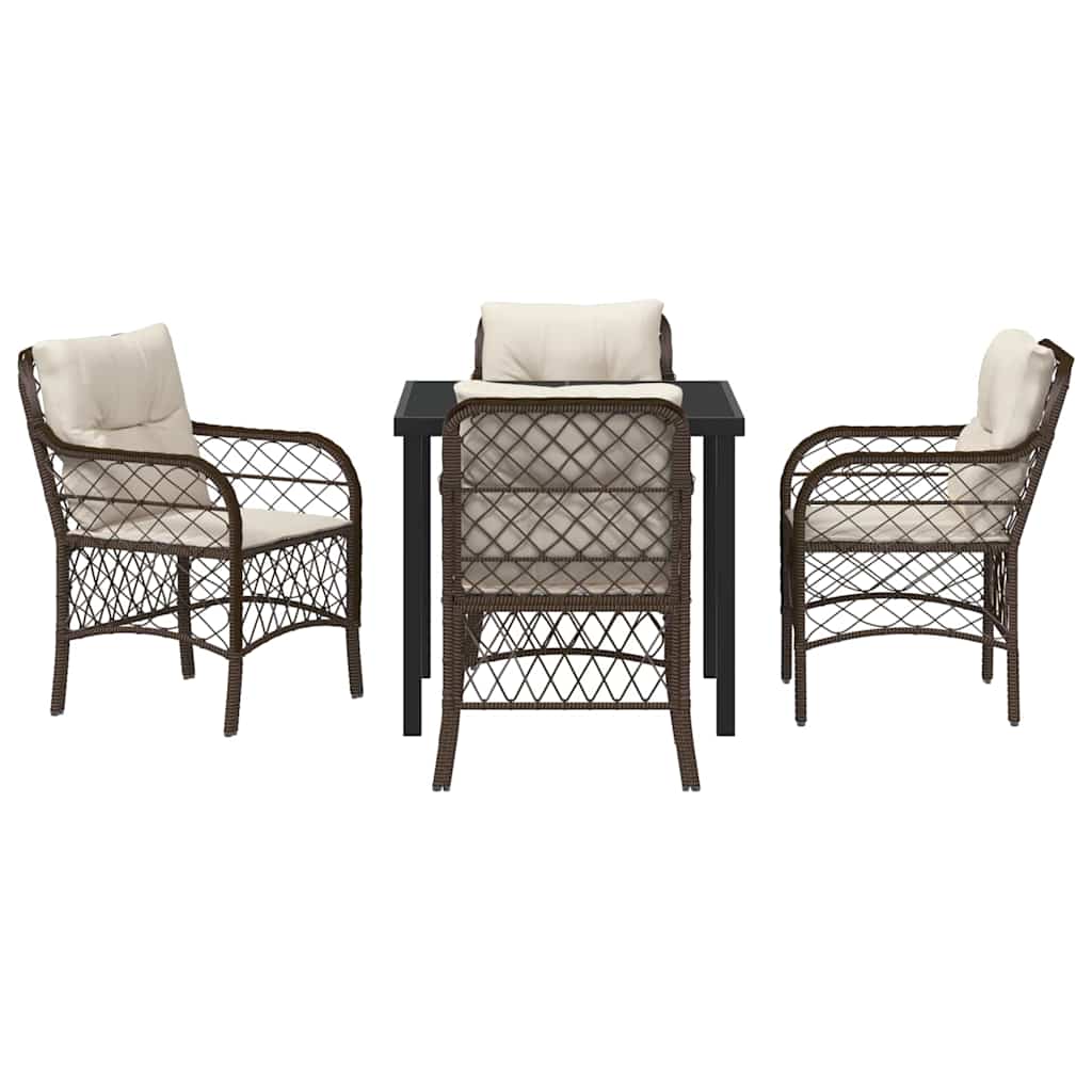 Ensemble de salle à manger pour jardin 5 pcs Marron polyrotin - XIOS