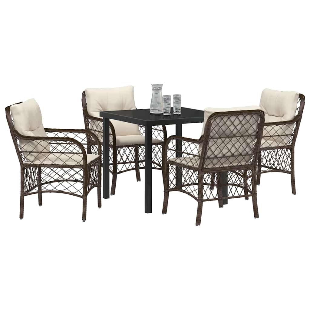 Ensemble de salle à manger pour jardin 5 pcs Marron polyrotin - XIOS