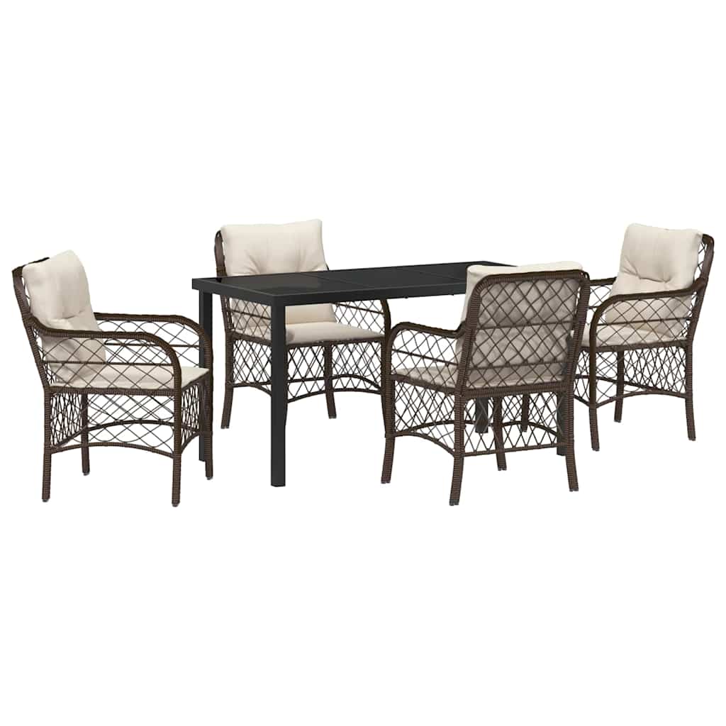 Ensemble de salle à manger pour jardin 5 pcs Marron polyrotin - XIOS
