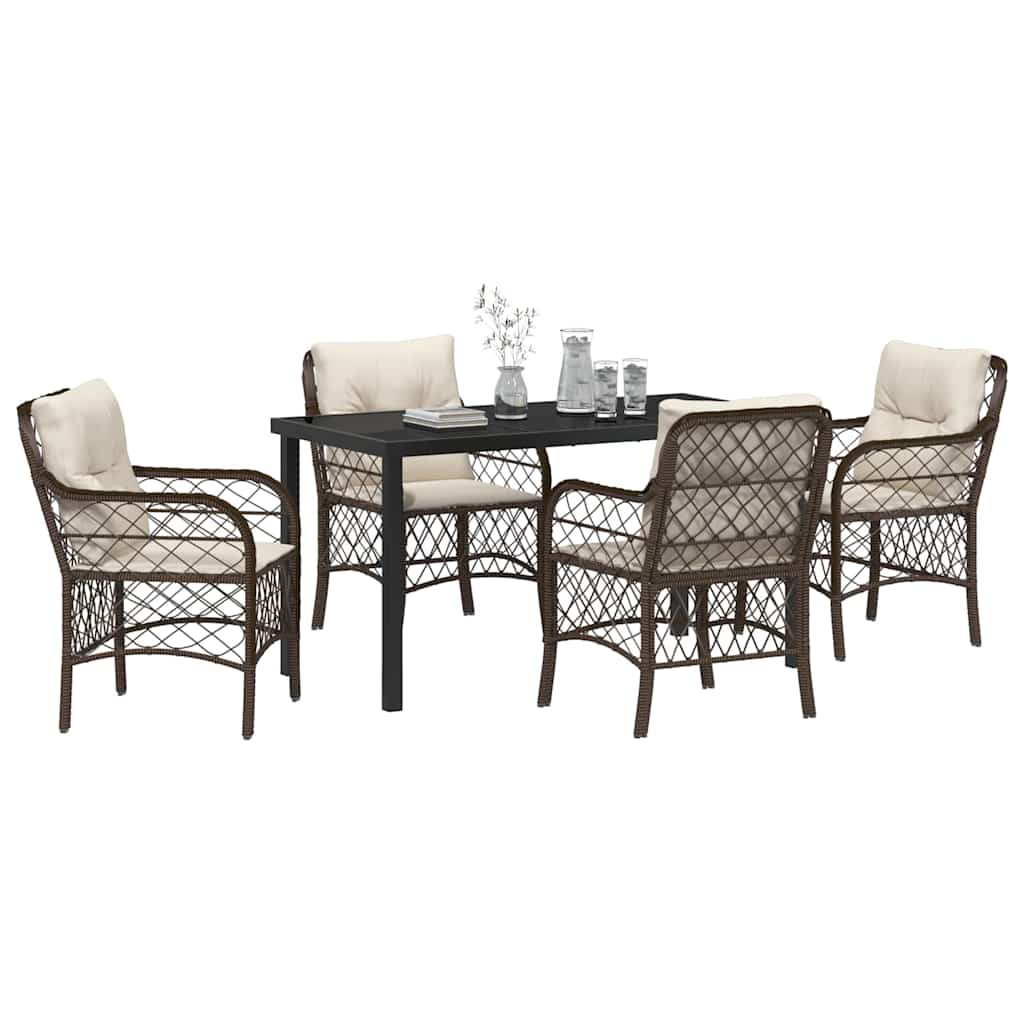 Ensemble de salle à manger pour jardin 5 pcs Marron polyrotin - XIOS