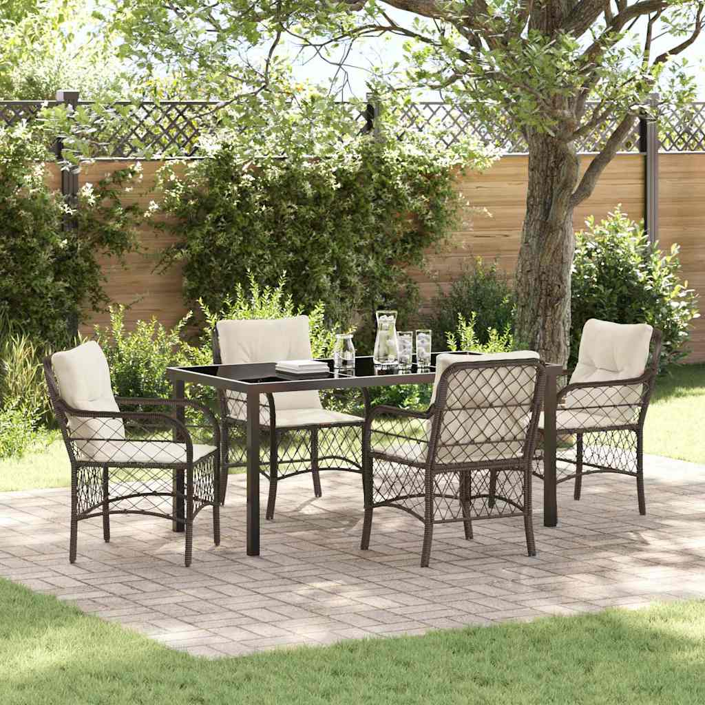Ensemble de salle à manger pour jardin 5 pcs Marron polyrotin - XIOS