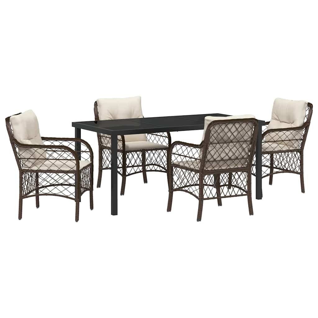 Ensemble de salle à manger pour jardin 5 pcs Marron polyrotin - XIOS