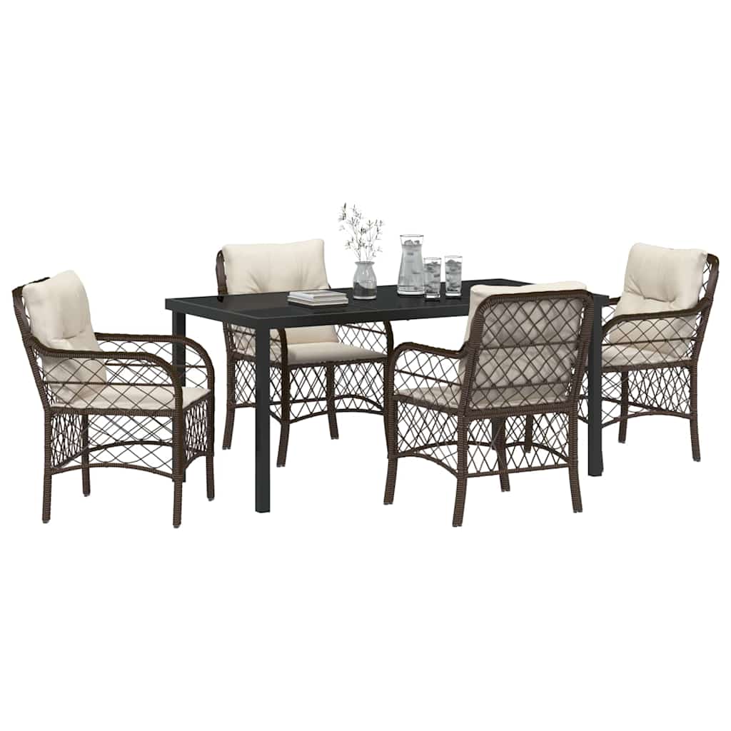 Ensemble de salle à manger pour jardin 5 pcs Marron polyrotin - XIOS