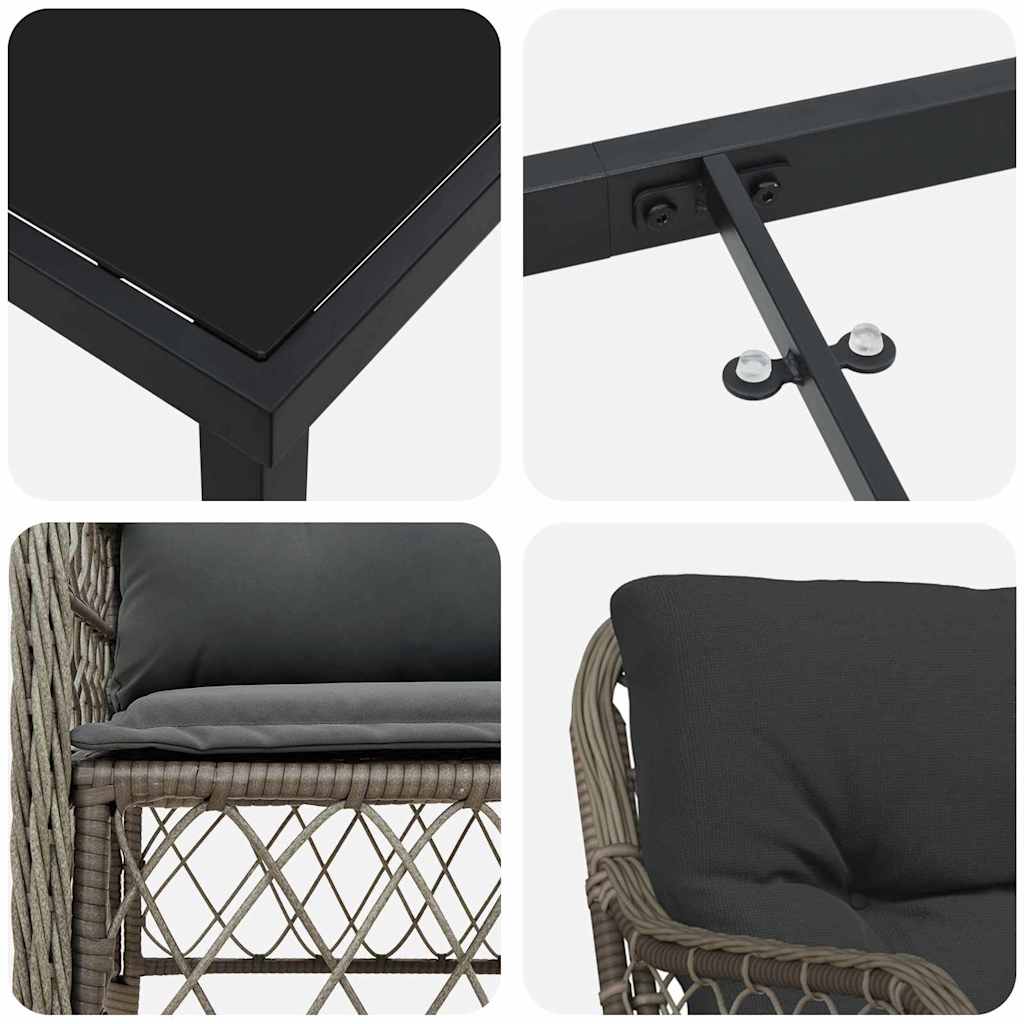 Ensemble de salle à manger pour jardin 3 pcs Gris polyrotin - XIOS