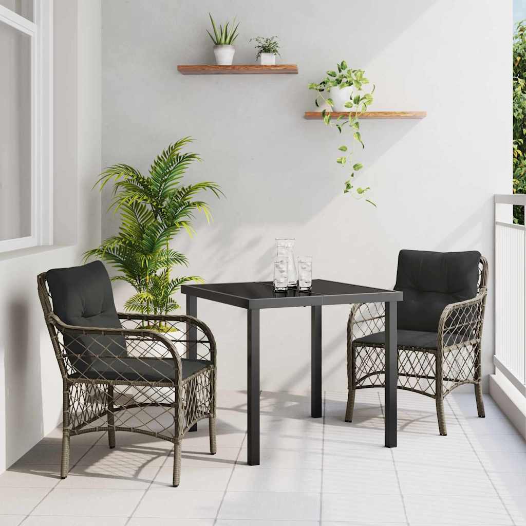 Ensemble de salle à manger pour jardin 3 pcs Gris polyrotin - XIOS