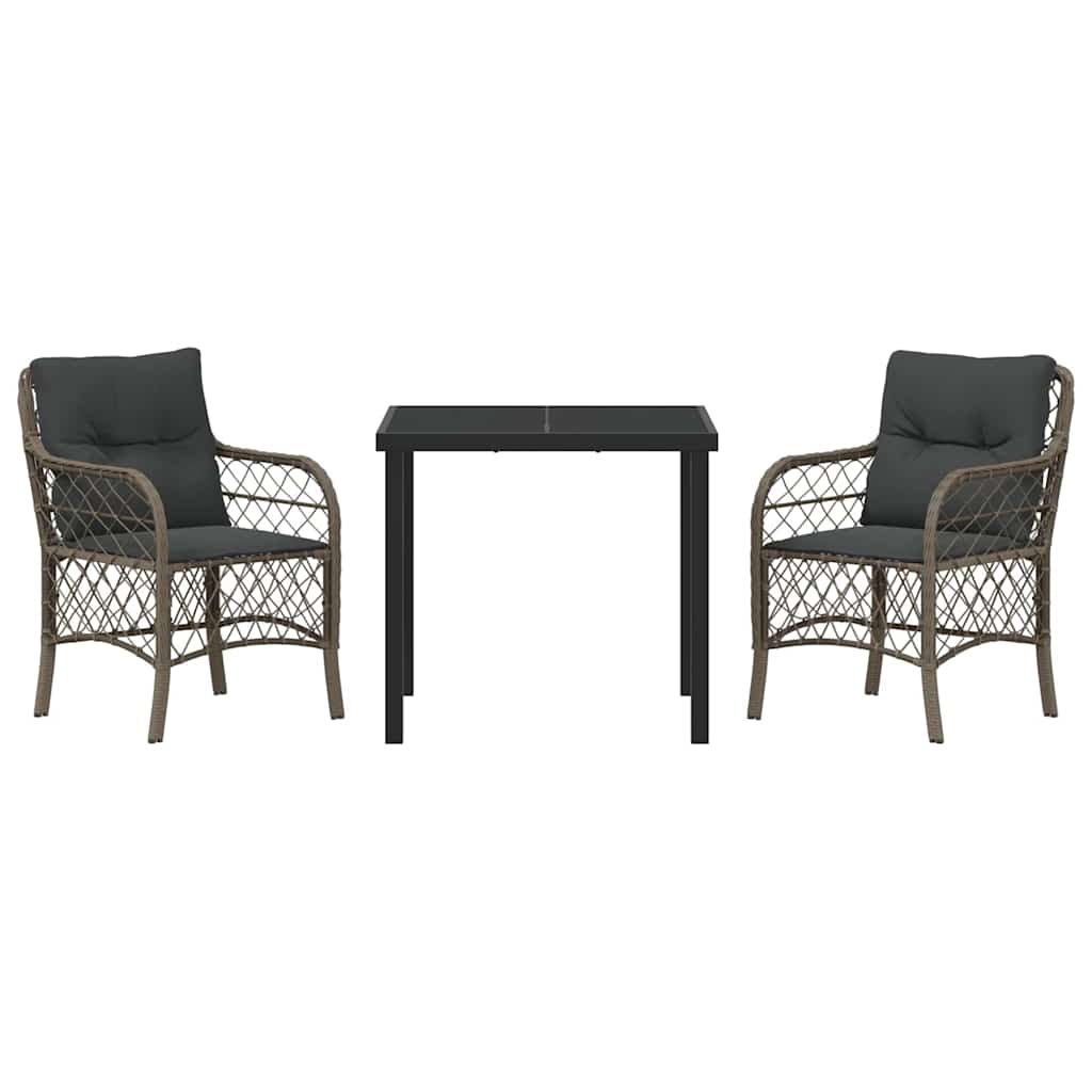 Ensemble de salle à manger pour jardin 3 pcs Gris polyrotin - XIOS