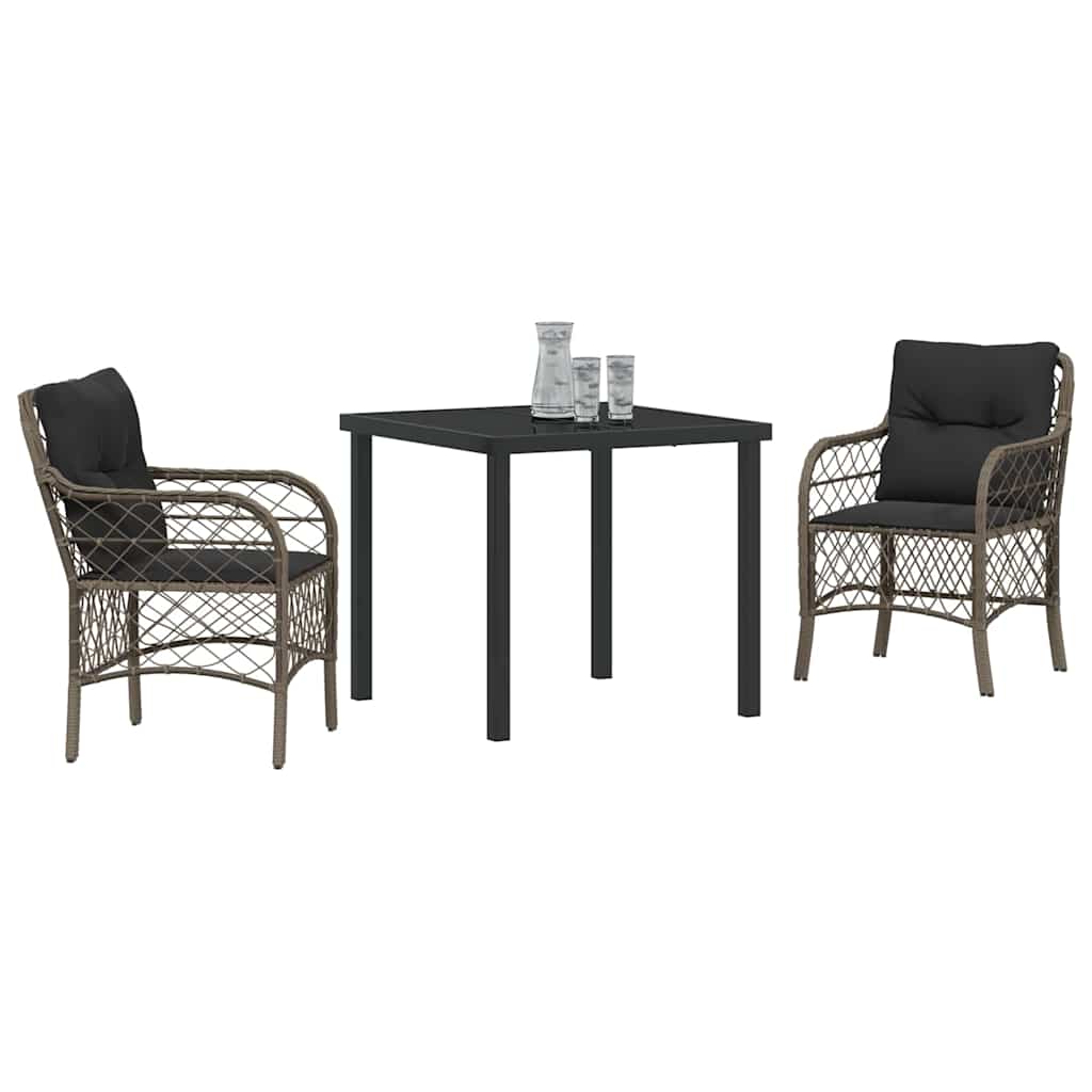 Ensemble de salle à manger pour jardin 3 pcs Gris polyrotin - XIOS