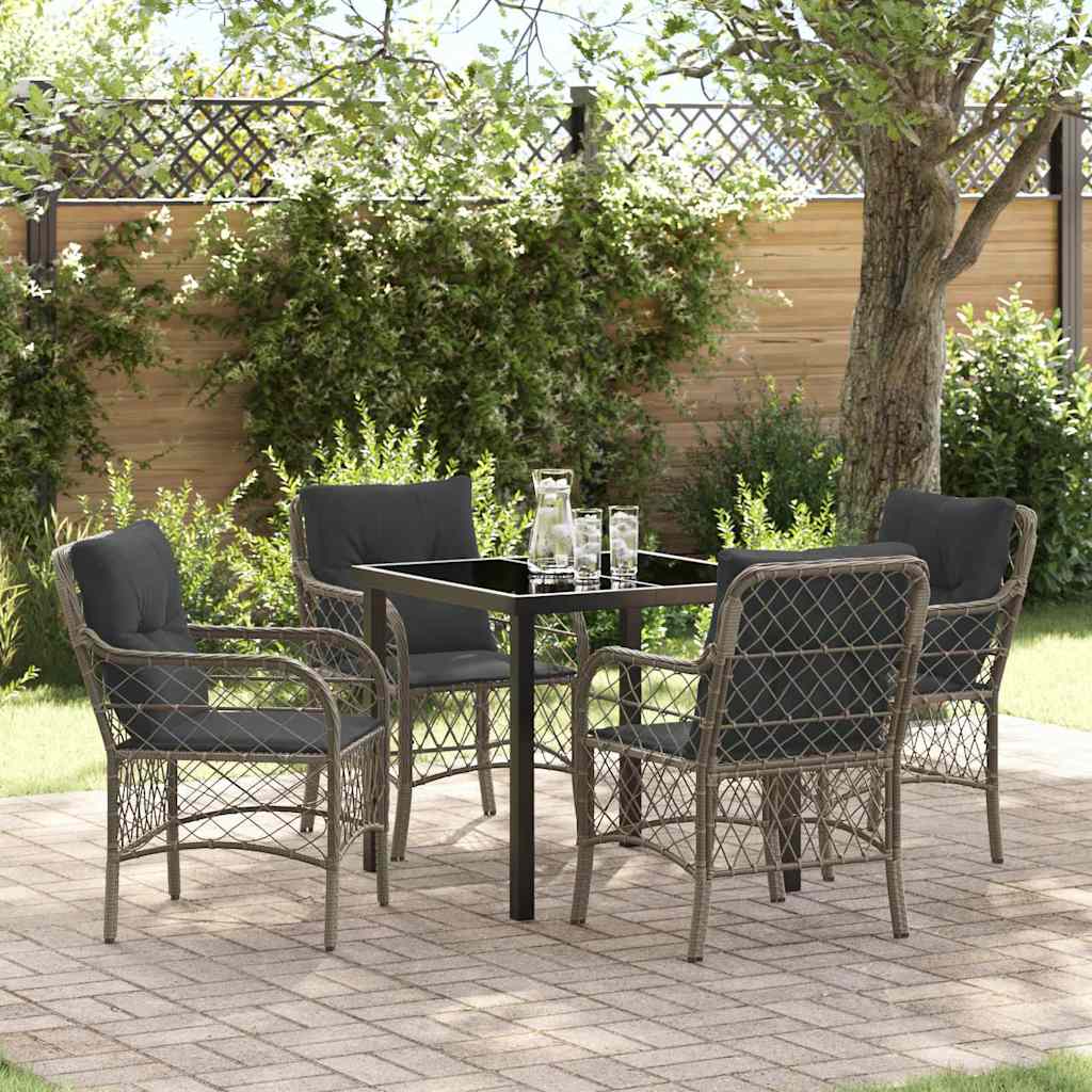 Ensemble de salle à manger pour jardin 5 pcs Gris polyrotin - XIOS