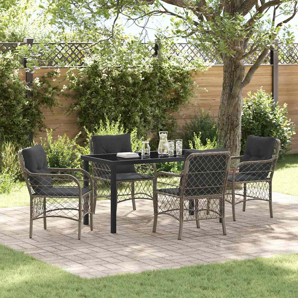 Ensemble de salle à manger pour jardin 5 pcs Gris polyrotin - XIOS