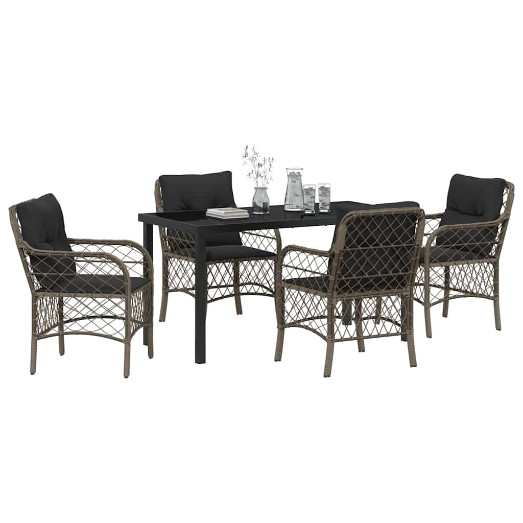 Ensemble de salle à manger pour jardin 5 pcs Gris polyrotin - XIOS