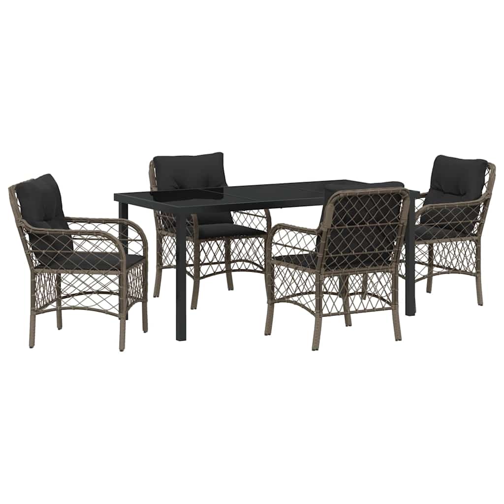 Ensemble de salle à manger pour jardin 5 pcs Gris polyrotin - XIOS