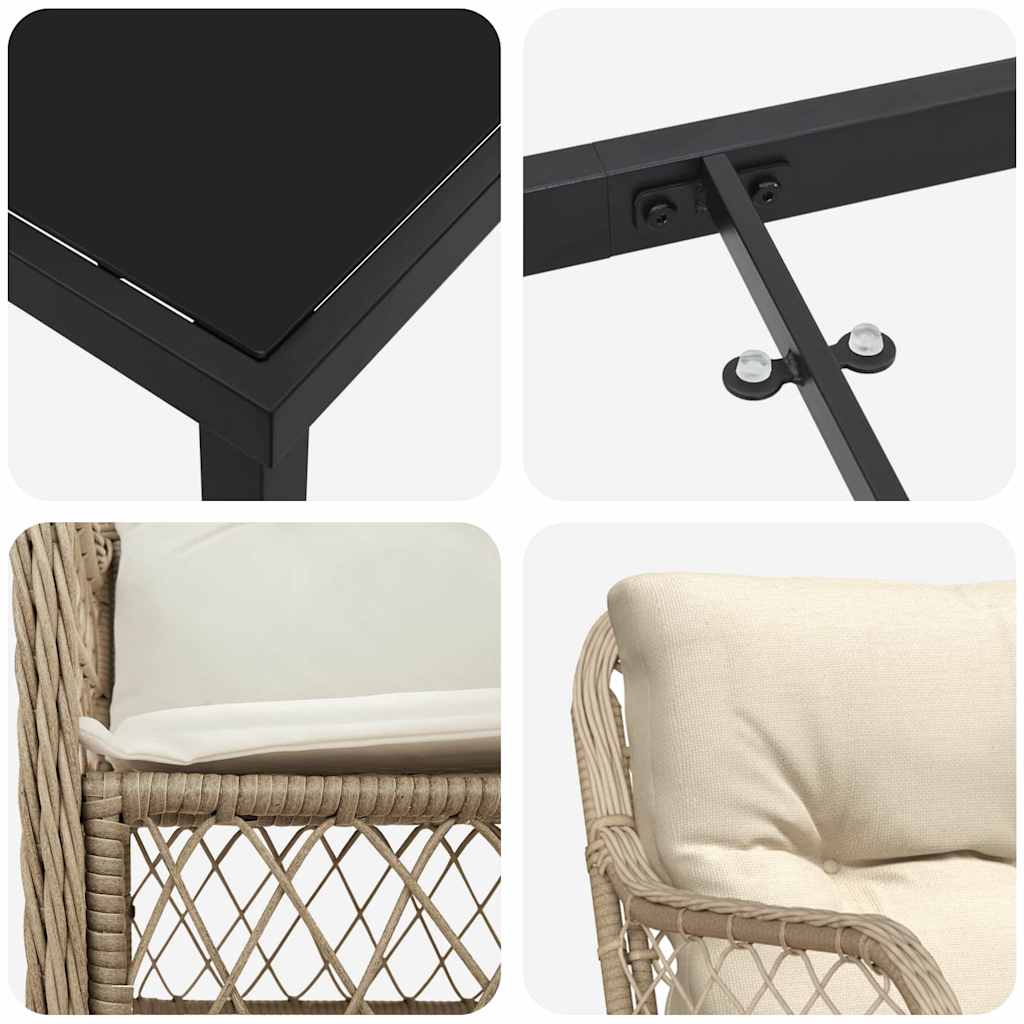 Ensemble de salle à manger pour jardin 5 pcs Beige polyrotin - XIOS