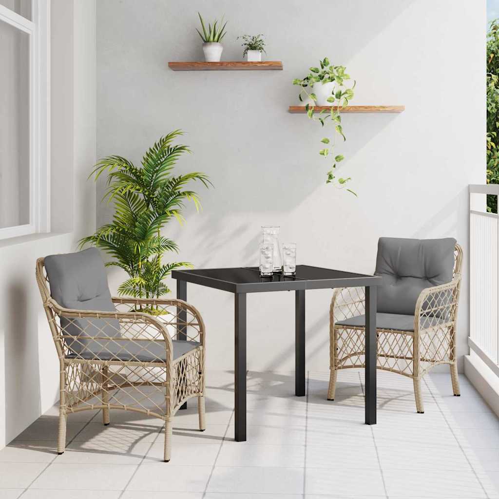 Ensemble de salle à manger pour jardin 3 pcs Beige polyrotin - XIOS