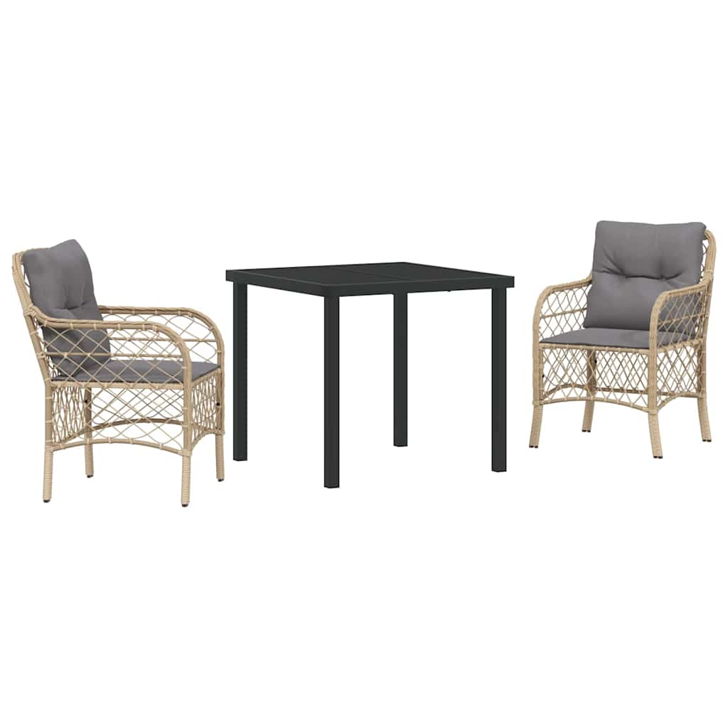 Ensemble de salle à manger pour jardin 3 pcs Beige polyrotin - XIOS