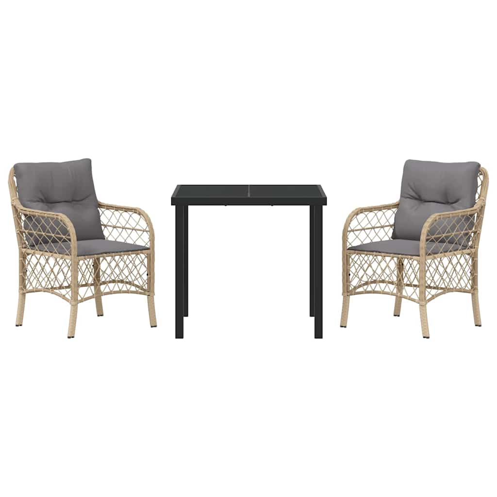 Ensemble de salle à manger pour jardin 3 pcs Beige polyrotin - XIOS