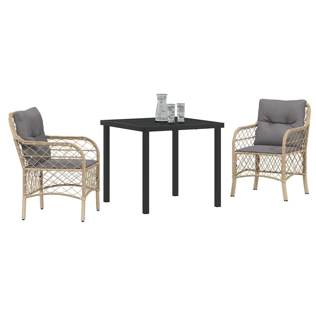 Ensemble de salle à manger pour jardin 3 pcs Beige polyrotin - XIOS