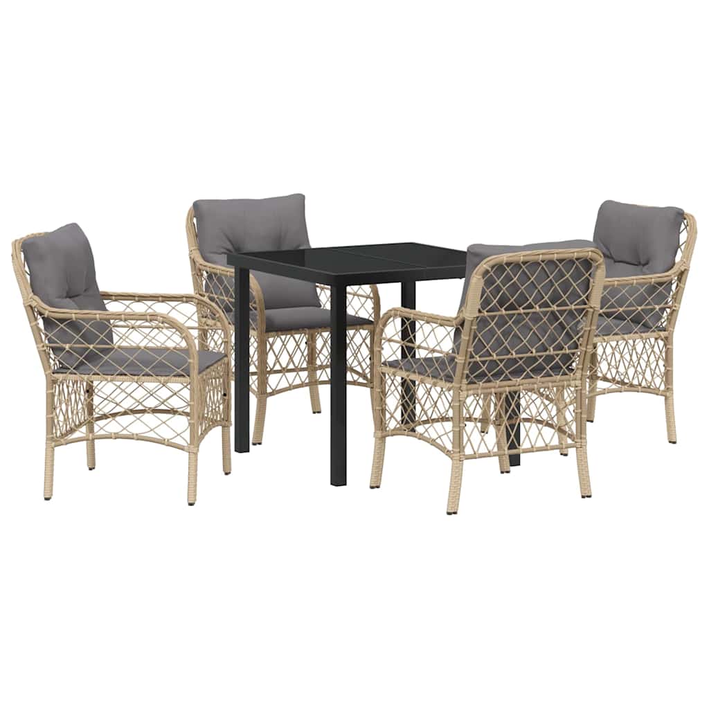 Ensemble de salle à manger pour jardin 5 pcs Beige polyrotin - XIOS