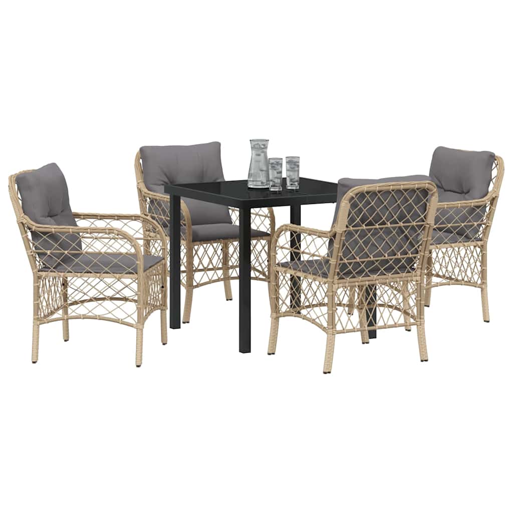 Ensemble de salle à manger pour jardin 5 pcs Beige polyrotin - XIOS