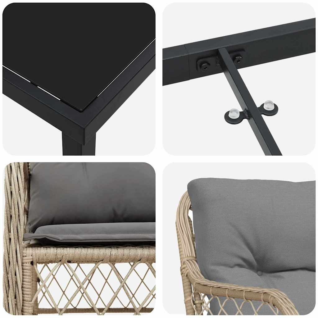Ensemble de salle à manger pour jardin 5 pcs Beige polyrotin - XIOS