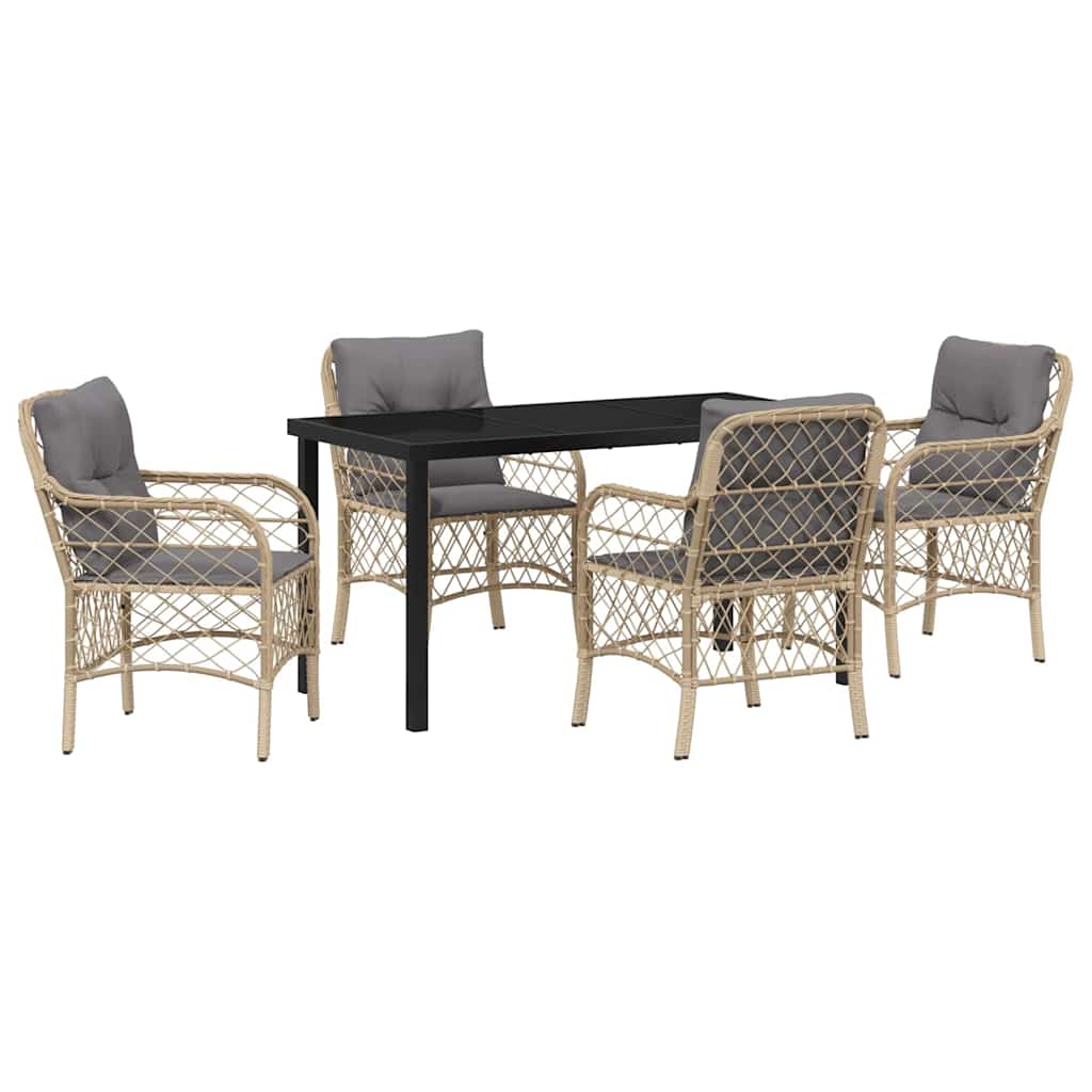 Ensemble de salle à manger pour jardin 5 pcs Beige polyrotin - XIOS