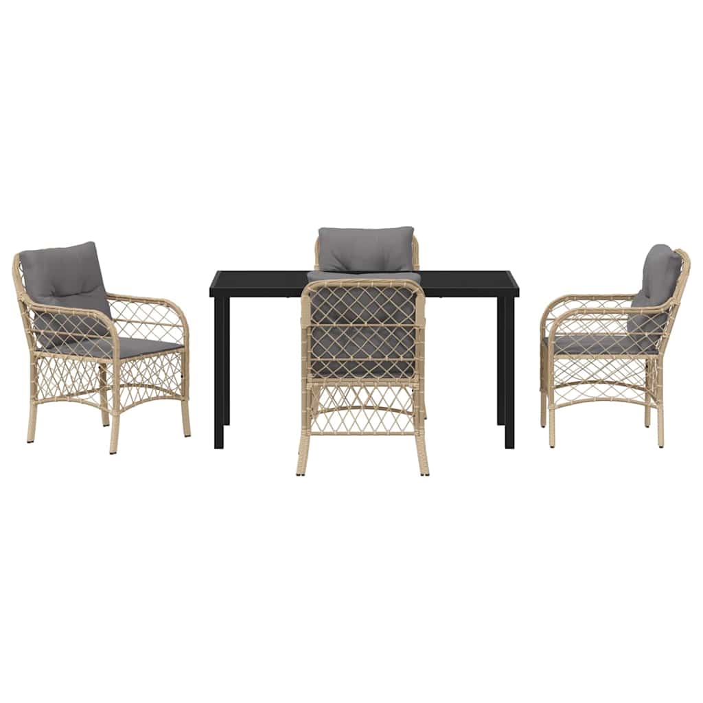 Ensemble de salle à manger pour jardin 5 pcs Beige polyrotin - XIOS