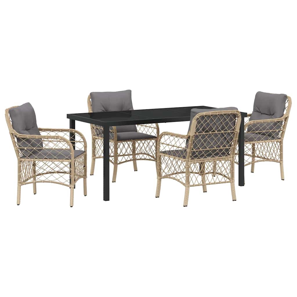 Ensemble de salle à manger pour jardin 5 pcs Beige polyrotin - XIOS