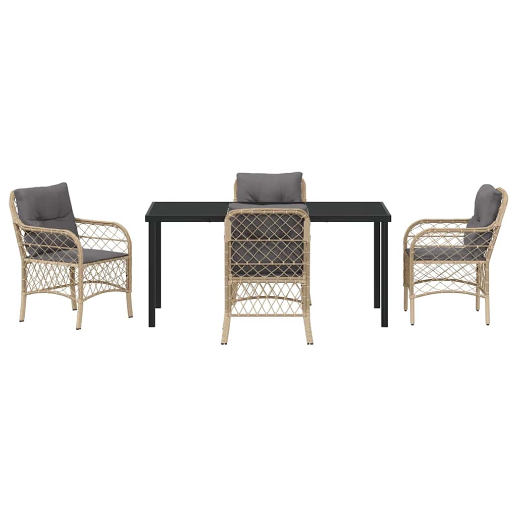 Ensemble de salle à manger pour jardin 5 pcs Beige polyrotin - XIOS
