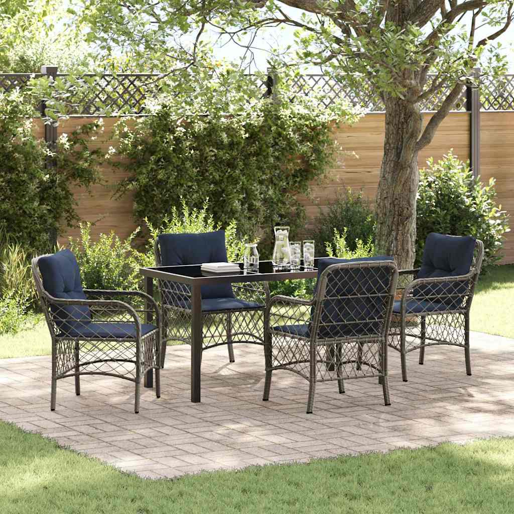 Ensemble de salle à manger pour jardin 5 pcs Gris et Noir Rotin - XIOS