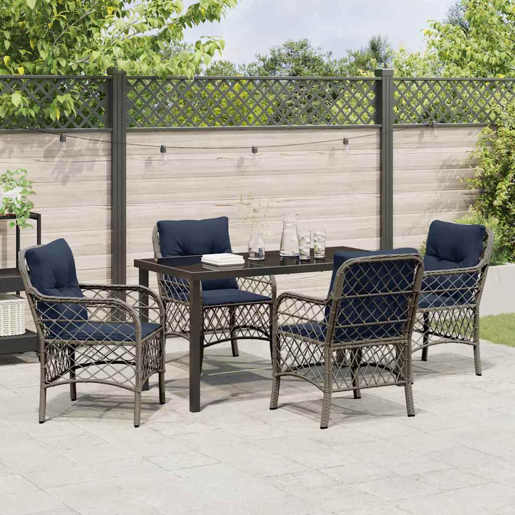 Ensemble de salle à manger pour jardin 5 pcs Gris et Noir Rotin - XIOS