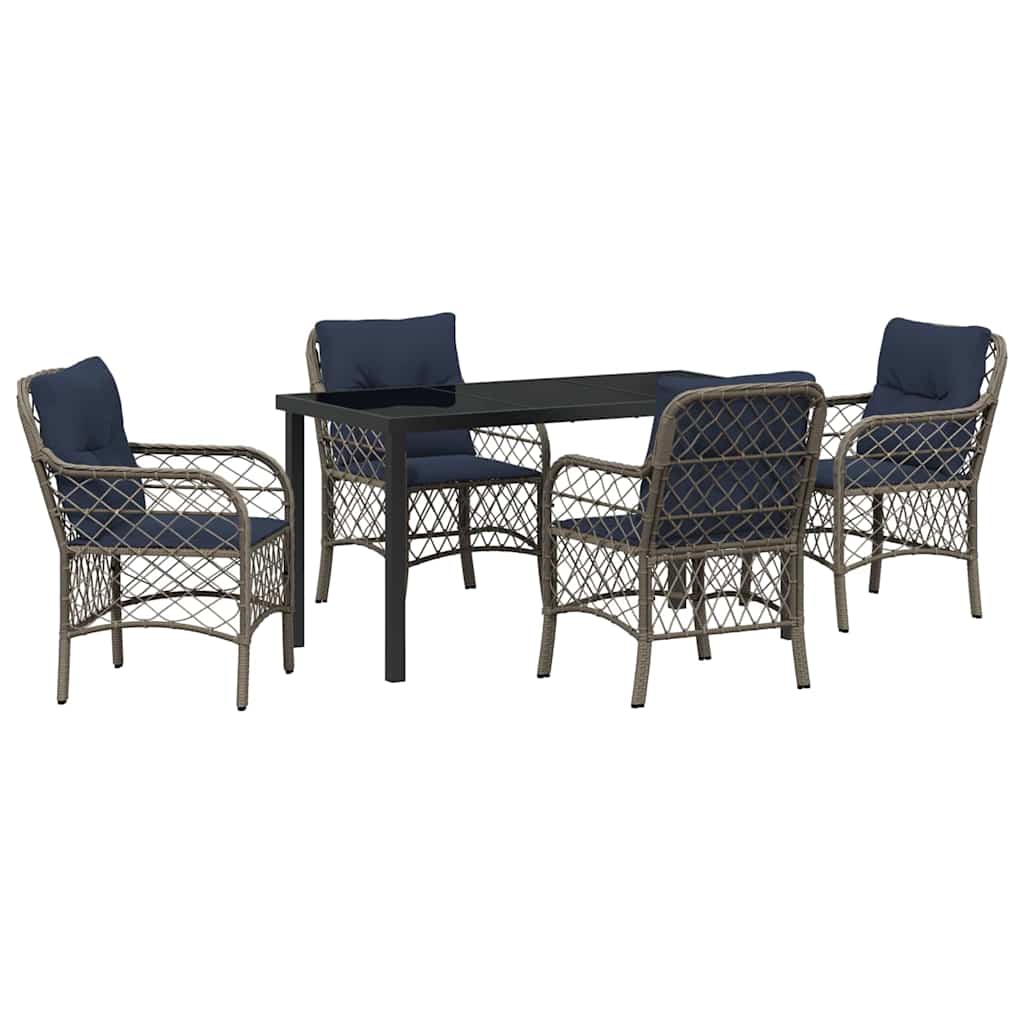 Ensemble de salle à manger pour jardin 5 pcs Gris et Noir Rotin - XIOS
