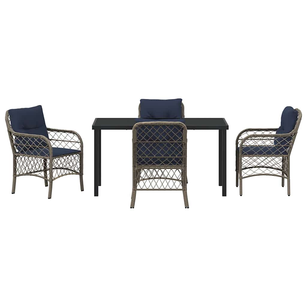 Ensemble de salle à manger pour jardin 5 pcs Gris et Noir Rotin - XIOS