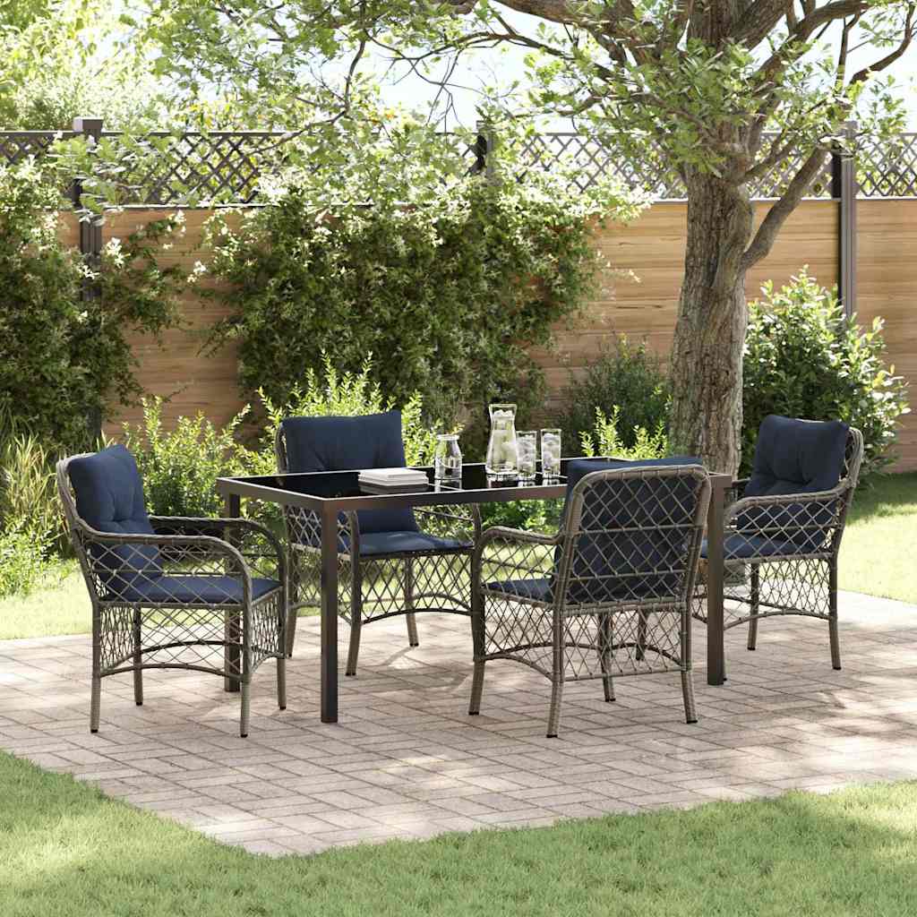 Ensemble de salle à manger pour jardin 5 pcs Gris et Noir Rotin - XIOS