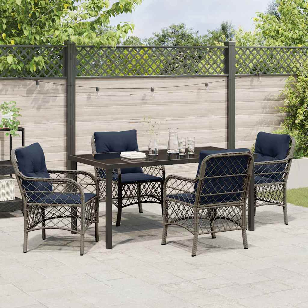 Ensemble de salle à manger pour jardin 5 pcs Gris et Noir Rotin - XIOS