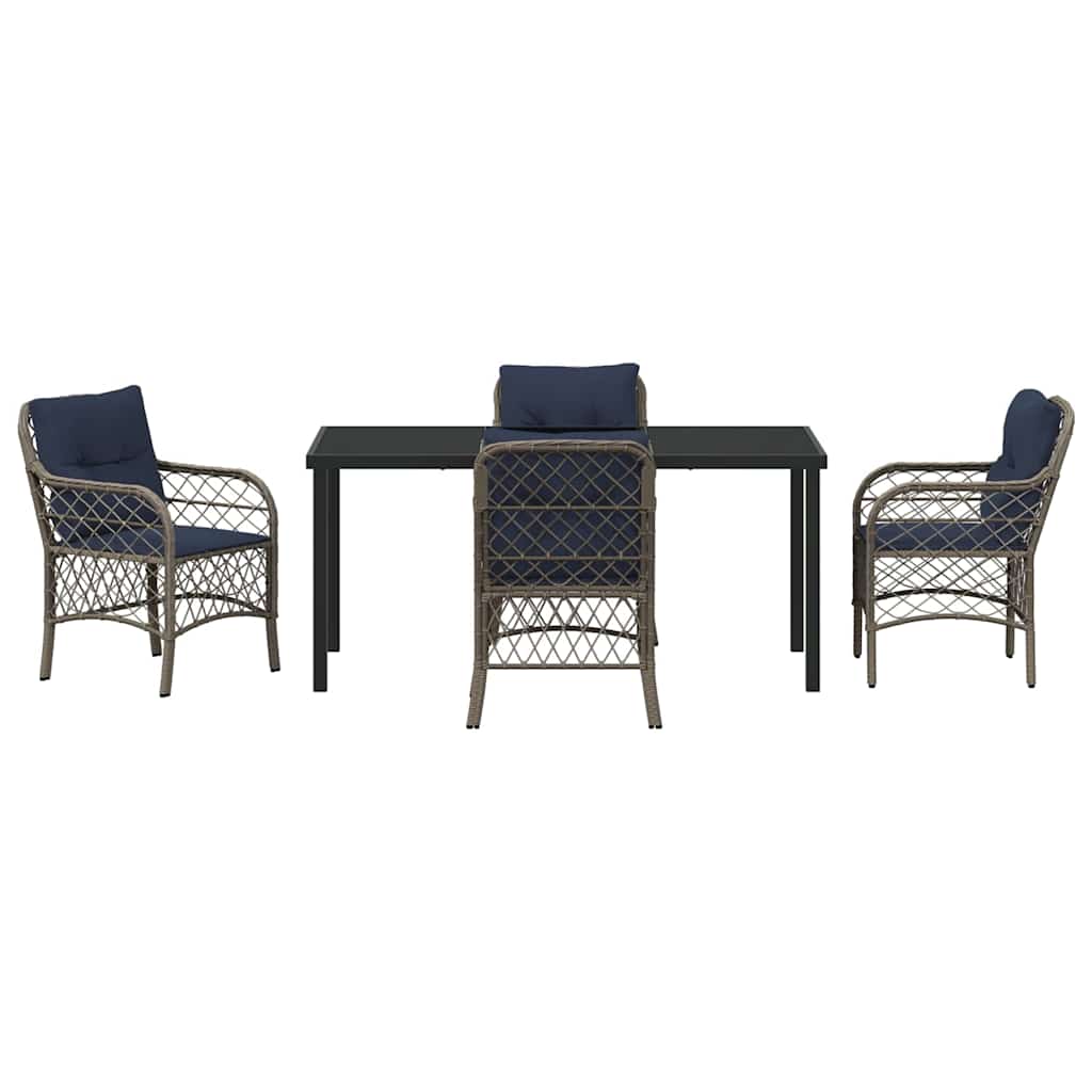 Ensemble de salle à manger pour jardin 5 pcs Gris et Noir Rotin - XIOS